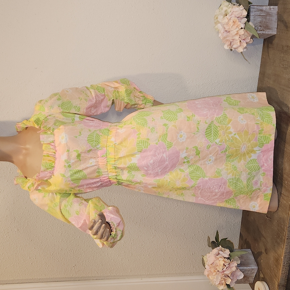 Handmade neon floral dress